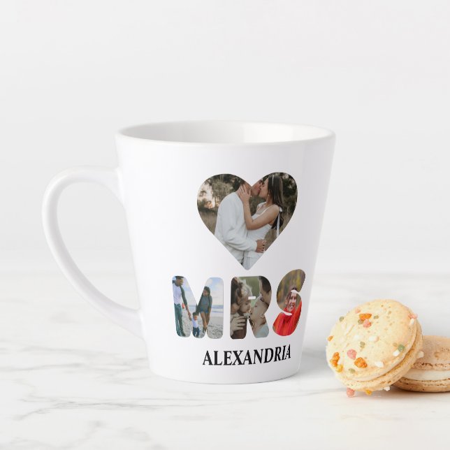 Create your own Mr and Mrs photo Matching couple Latte Mug (In Situ)