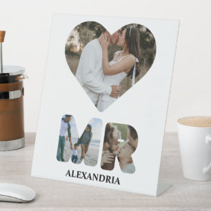Create your own Mr and Mrs photo Matching couple Pedestal Sign