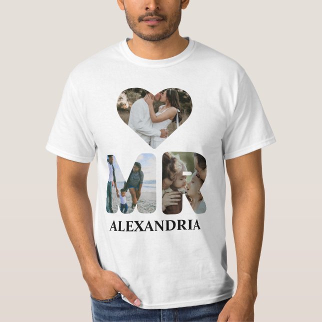 Create your own Mr and Mrs photo Matching couple T-Shirt (Front)