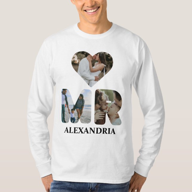 Create your own Mr and Mrs photo Matching couple T-Shirt (Front)