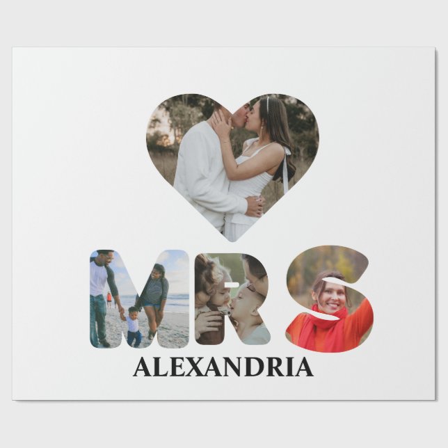 Create your own Mr and Mrs photo Matching couple Wrapping Paper (Flat)