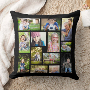Create Your Own Multi Photo Collage Black White Cushion