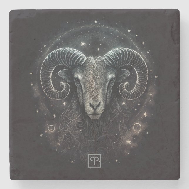 Create Your Own Mystical Aries Stone Coaster (Front)