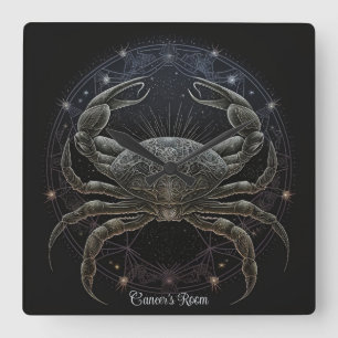 Create Your Own Mystical Astrology Cancer Zodiac Square Wall Clock