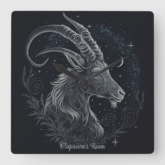 Create Your Own Mystical Astrology Capricorn Square Wall Clock (Front)