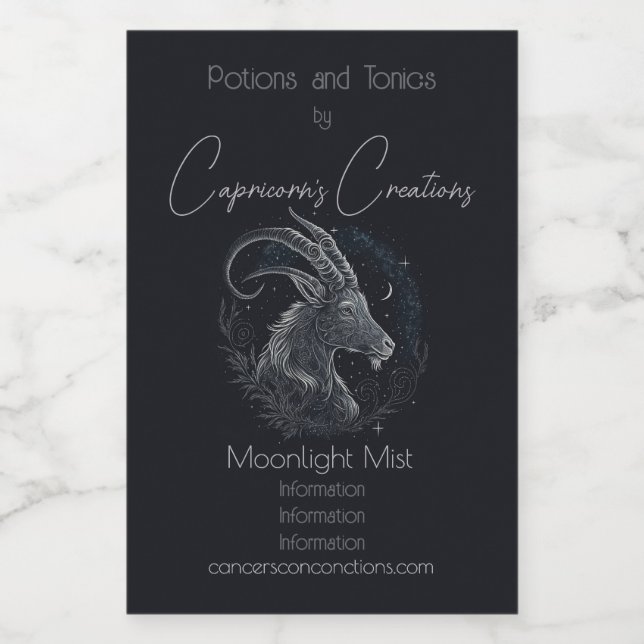 Create Your Own Mystical Astrology Capricorn Wine Label (Single Label)