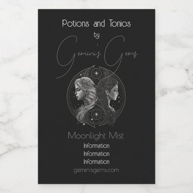 Create Your Own Mystical Astrology Gemini Zodiac Wine Label (Single Label)