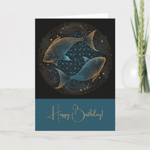 Create Your Own Mystical Astrology Pisces Zodiac Holiday Card