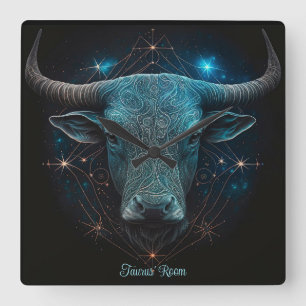 Create Your Own Mystical Astrology Taurus Zodiac Square Wall Clock