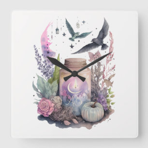 Create Your Own Mystical Autumn Square Wall Clock