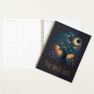 Create Your Own Mystical Black Cat & Birds Planner