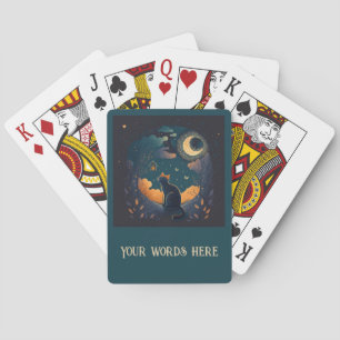 Create Your Own Mystical Black Cat & Birds Playing Cards