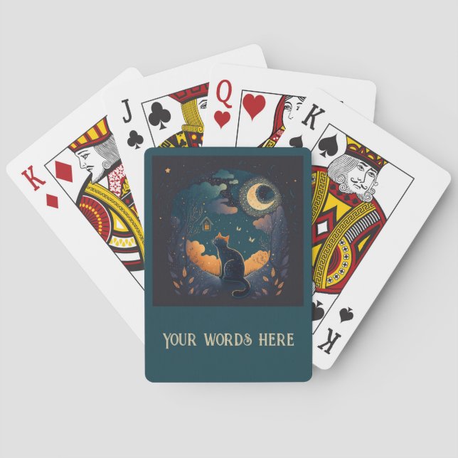Create Your Own Mystical Black Cat & Birds Playing Cards (Back)