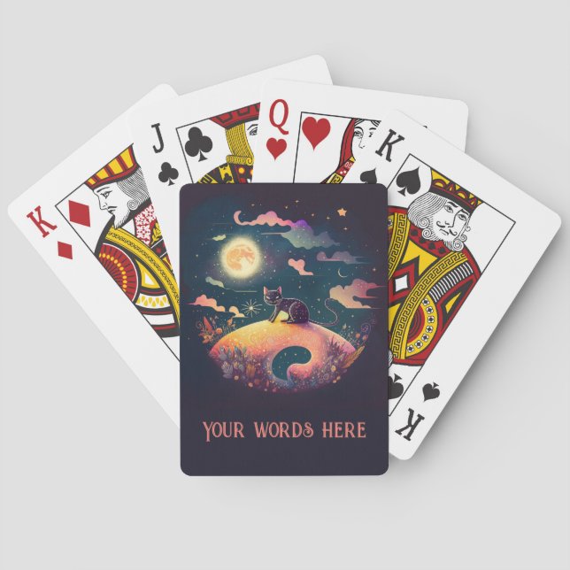 Create Your Own Mystical Black Cat Landscape Playing Cards (Back)