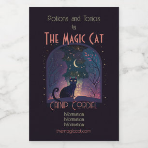Create Your Own Mystical Black Cat Magic Window Wine Label