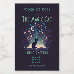 Create Your Own Mystical Black Cat Magic Wine Label