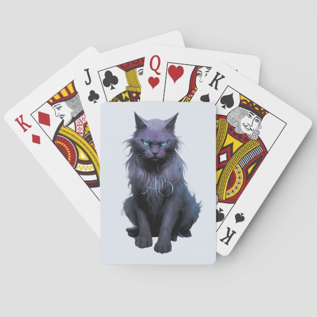 Create Your Own Mystical Black Cat Playing Cards (Back)