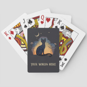 Create Your Own Mystical Black Cat Silhouette Playing Cards
