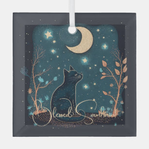 Create Your Own Mystical Black Cat & Wildflowers Glass Tree Decoration