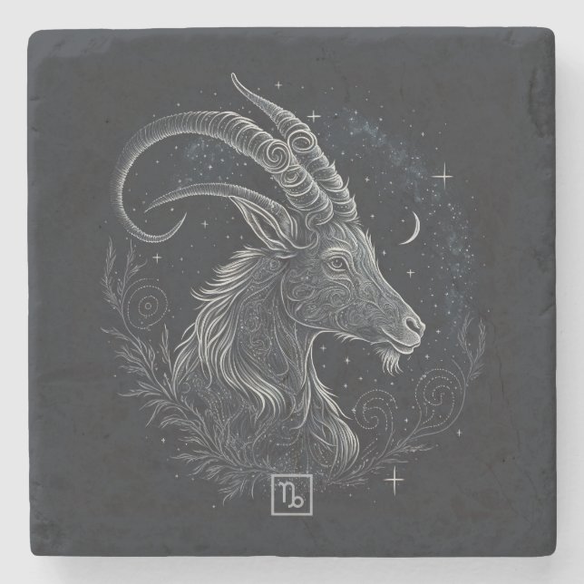 Create Your Own Mystical Capricorn Stone Coaster (Front)
