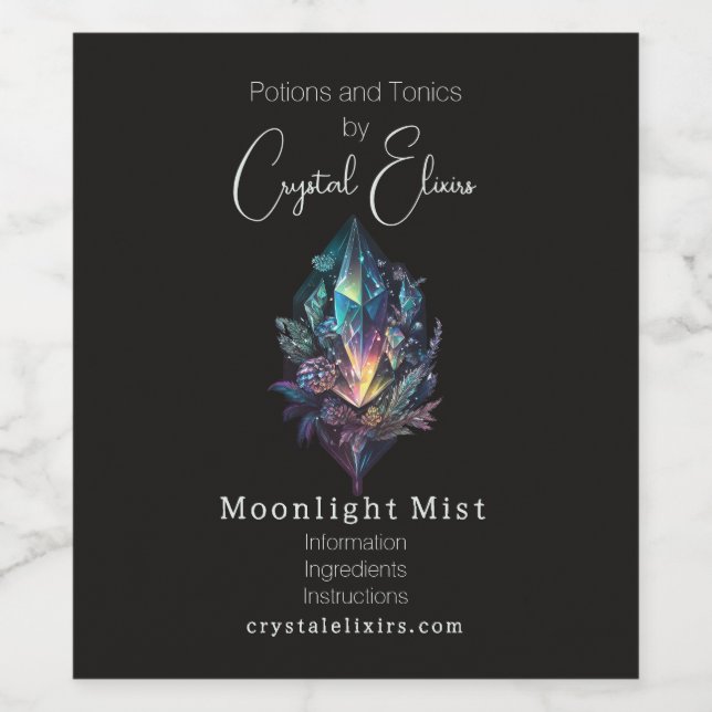 Create Your Own Mystical Crystals Apothecary Label (Single Label)