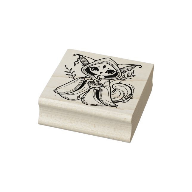 Create Your Own Mystical Feline Seer Fire Magic Rubber Stamp (Stamp)