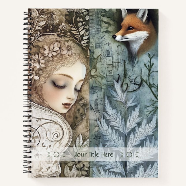 Create Your Own Mystical Fox Maiden Botanical Notebook (Front)
