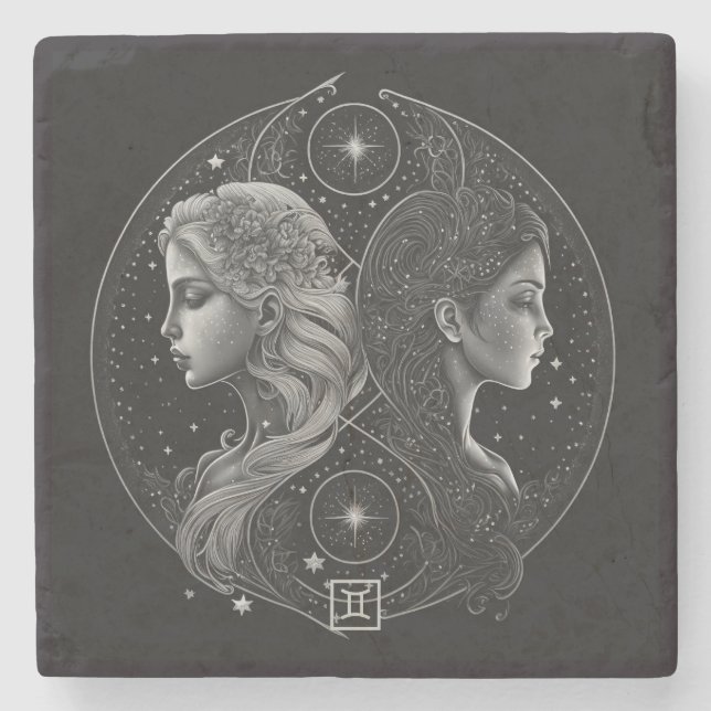 Create Your Own Mystical Gemini Stone Coaster (Front)