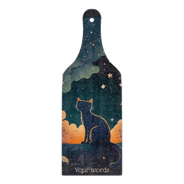 Create Your Own Mystical Midnight Black Cat Cutting Board (Front)