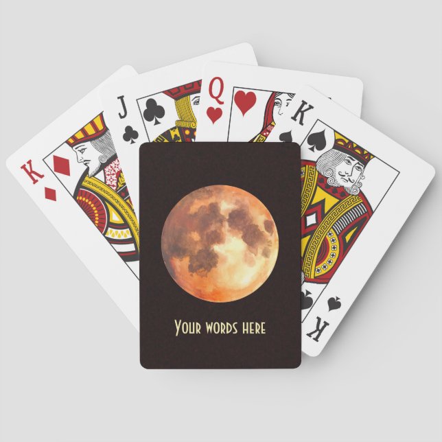 Create Your Own Mystical Orange Moon Playing Cards (Back)