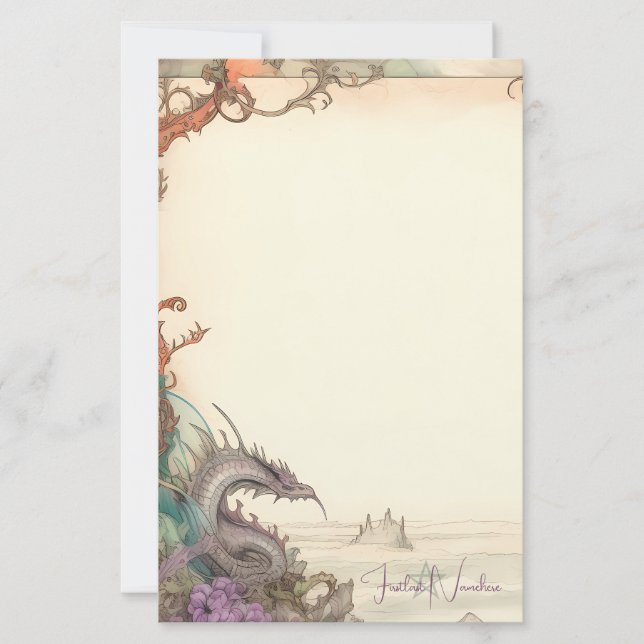 Create Your Own Mystical Sea Dragon Stationery (Front)