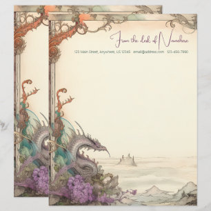 Create Your Own Mystical Sea Dragon Stationery Custom Letterhead
