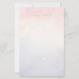 Create Your Own Mystical Starry Sunrise Clouds Stationery