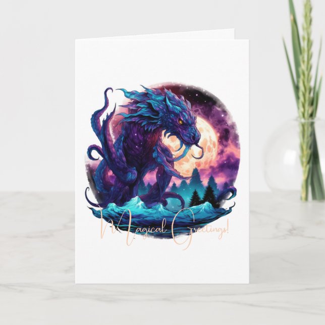 Create Your Own Mythical Kraken Water Dragon Card (Front)