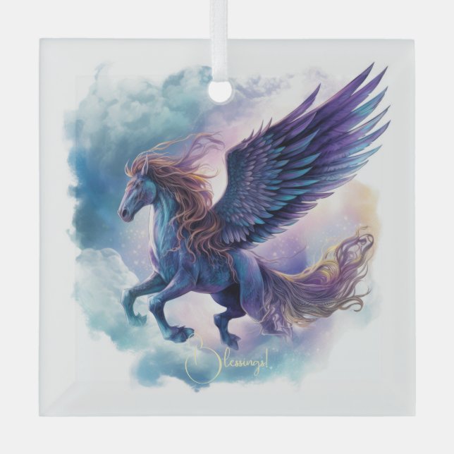 Create Your Own Mythical Pegasus Glass Tree Decoration (Front)