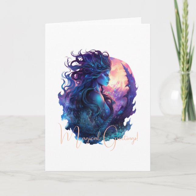 Create Your Own Mythical Siren Mermaid Card (Front)