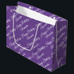 Create Your Own Name Birthday Girl Large Gift Bag<br><div class="desc">Create Your Own Name Birthday Girl Large Gift Bag in purple colour background.</div>