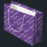 Create Your Own Name Birthday Girl Large Gift Bag<br><div class="desc">Create Your Own Name Birthday Girl Large Gift Bag in purple colour background.</div>