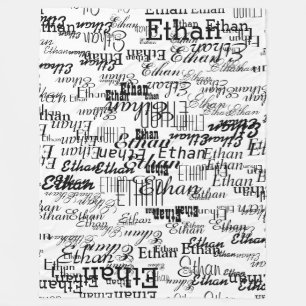 Create your own name black and white fleece blanket