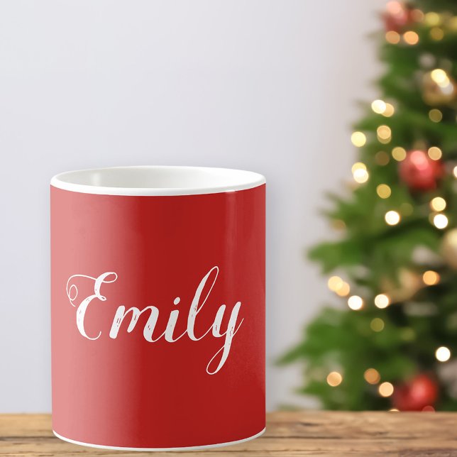 Create Your Own Name Christmas Mug | Red (Stylishly Personalize with Your Custom Name.)