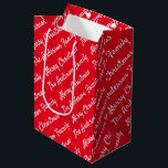 Create Your Own Name Pattern Family Christmas Medium Gift Bag<br><div class="desc">Create Your Own Name Pattern Family Christmas Medium Gift Bag on a red background.</div>