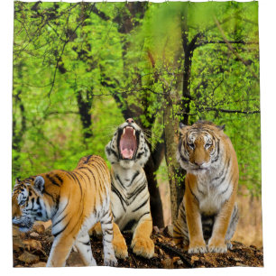 Create your own Nature and Tiger lovers Forest Shower Curtain