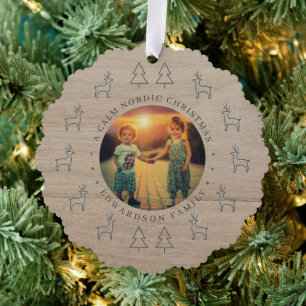 Create your own nordic family photo christmas tree decoration card