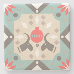 Create Your Own Nordic Style Winter Stags Yule Stone Coaster