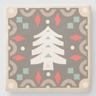 Create Your Own Nordic Style Winter Yule Pine Tree Stone Coaster