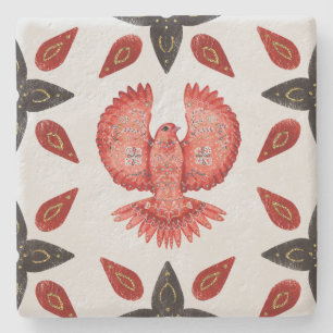 Create Your Own Nordic Style Yule Cardinal Bird Stone Coaster