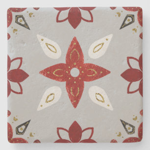 Create Your Own Nordic Style Yule Floral Stars Stone Coaster
