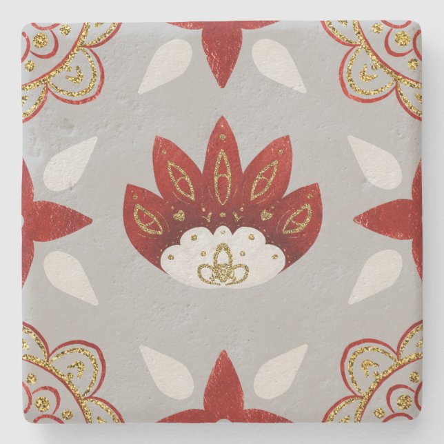Create Your Own Nordic Style Yule Flowers Stone Coaster (Front)