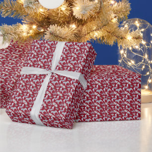 Create Your Own Nordic White Horses & Birds Red Wrapping Paper