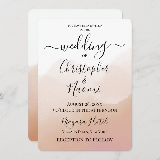 Create Your Own Ombré Watercolor Background Invitation (Front/Back)